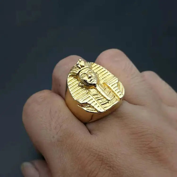 316L Stainless Steel Gold Color Big Egyptian Pharaoh Rings