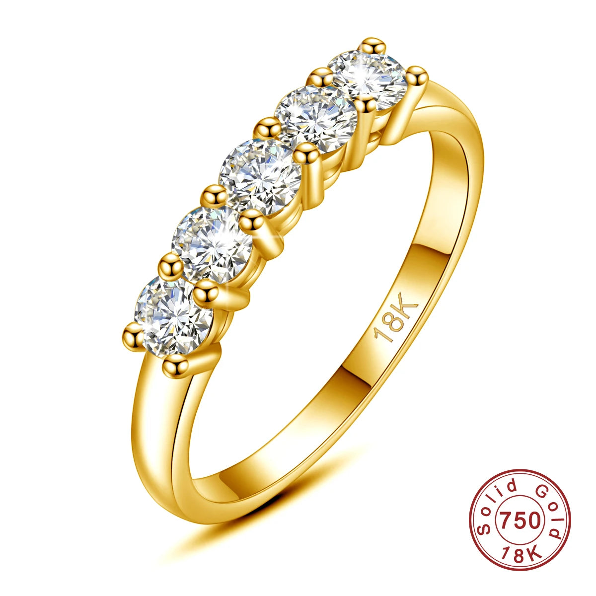 Solid 18K Gold Moissanite Engagement Ring