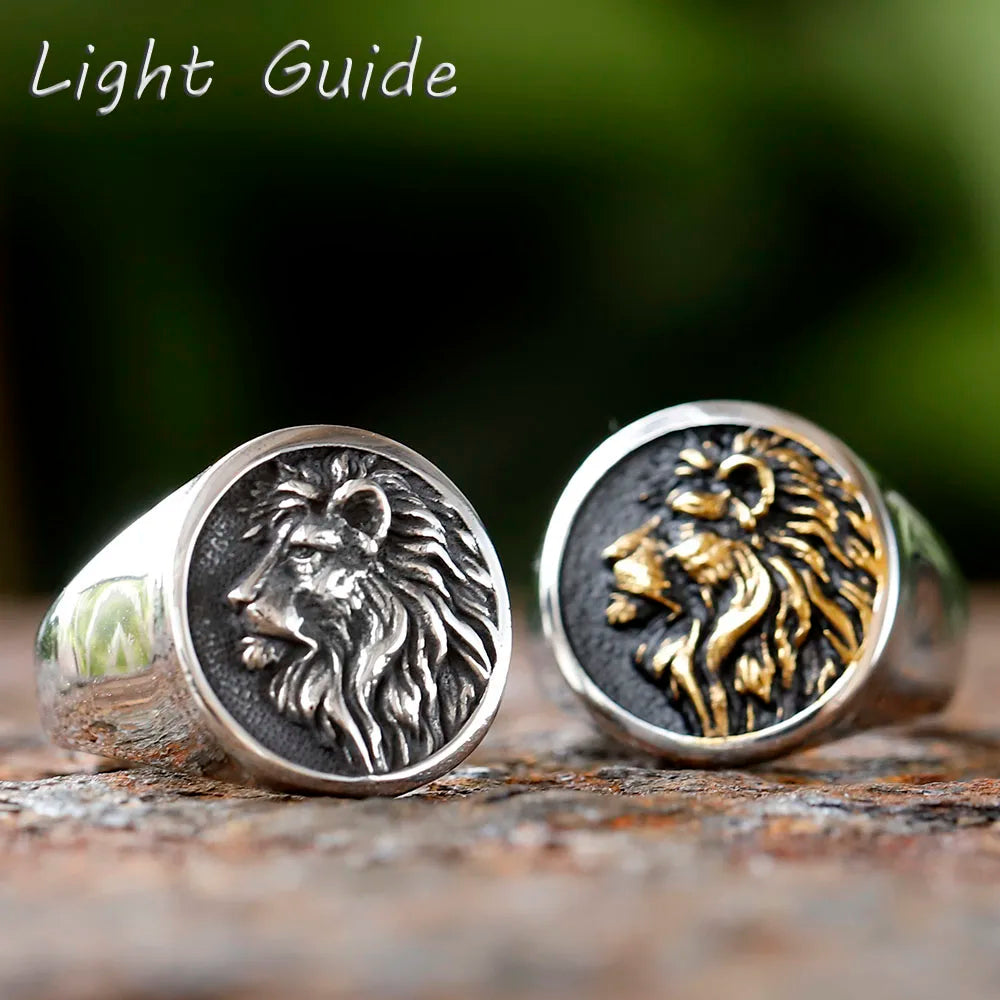 Stainless Steel 3D Lion Head Ring