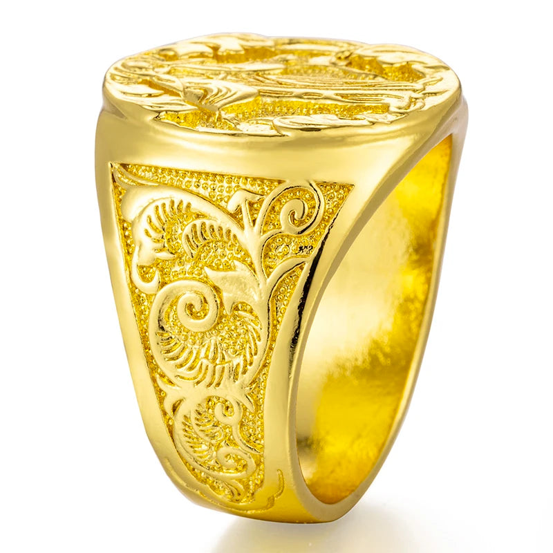 18K Gold Plated Virgin Mary Handmade Carved Religious Rings
