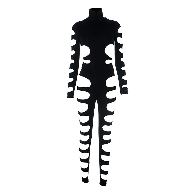 Shestyle Hollow Out Black  2 Pieces Sets