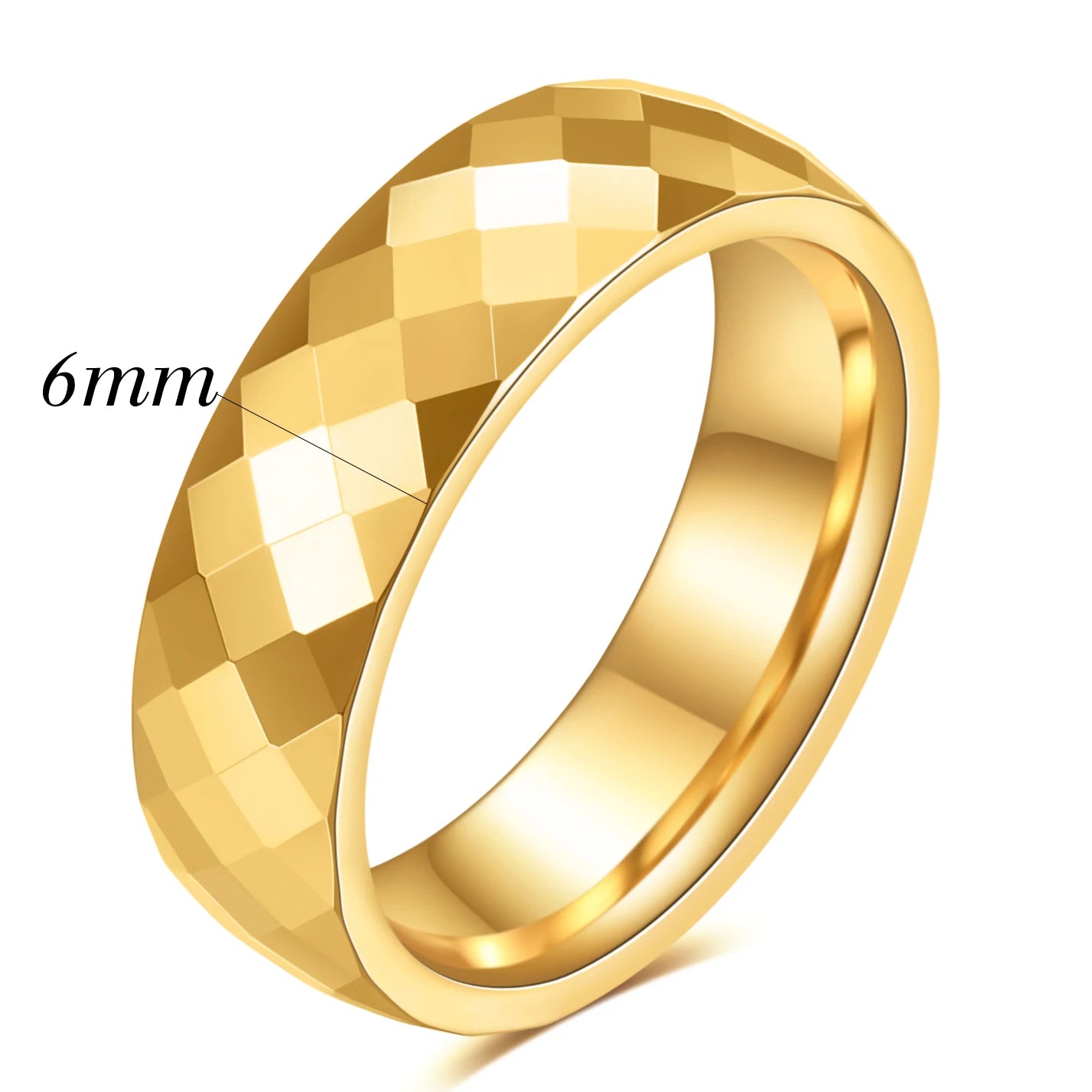 Faceted Edge Dome Polished Tungsten Carbide Wedding Rings