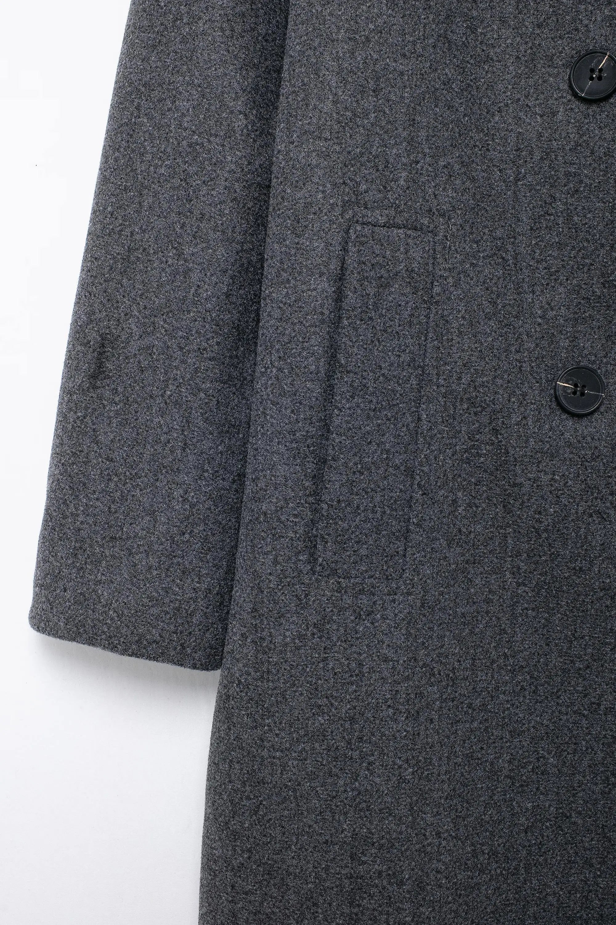 TRAFZA Solid Lapel Double Breasted Coat