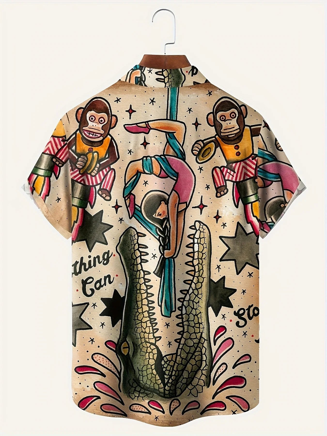 crocodile and gorilla print Hawaiian shirt