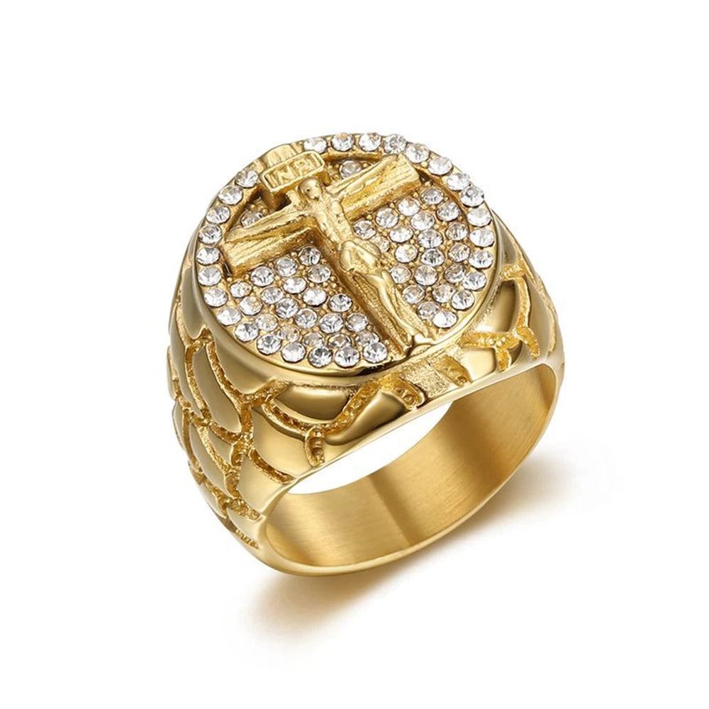 18k Gold Plated Jesus Cross Ring
