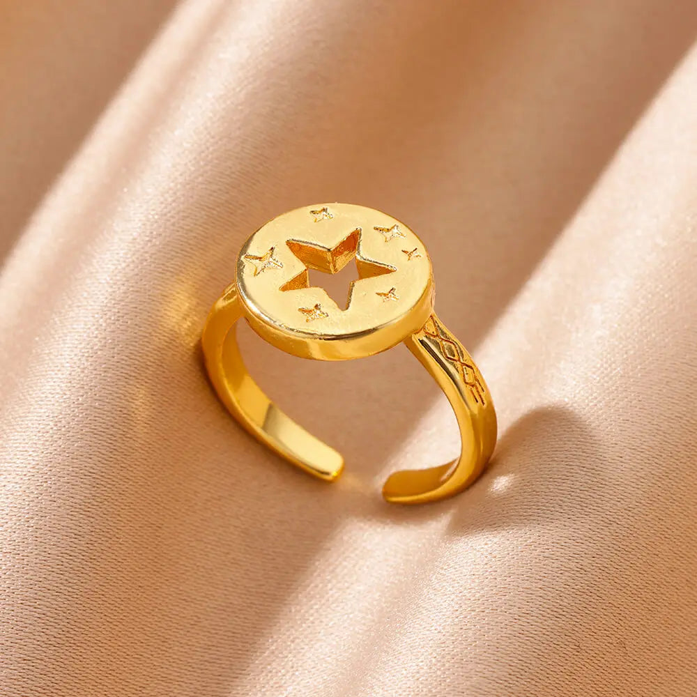 Shell Rings for Women Adjustable Gold Color