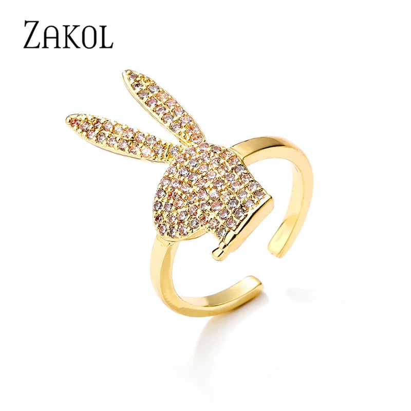 ZAKOL Cute Rabbit Open Rings