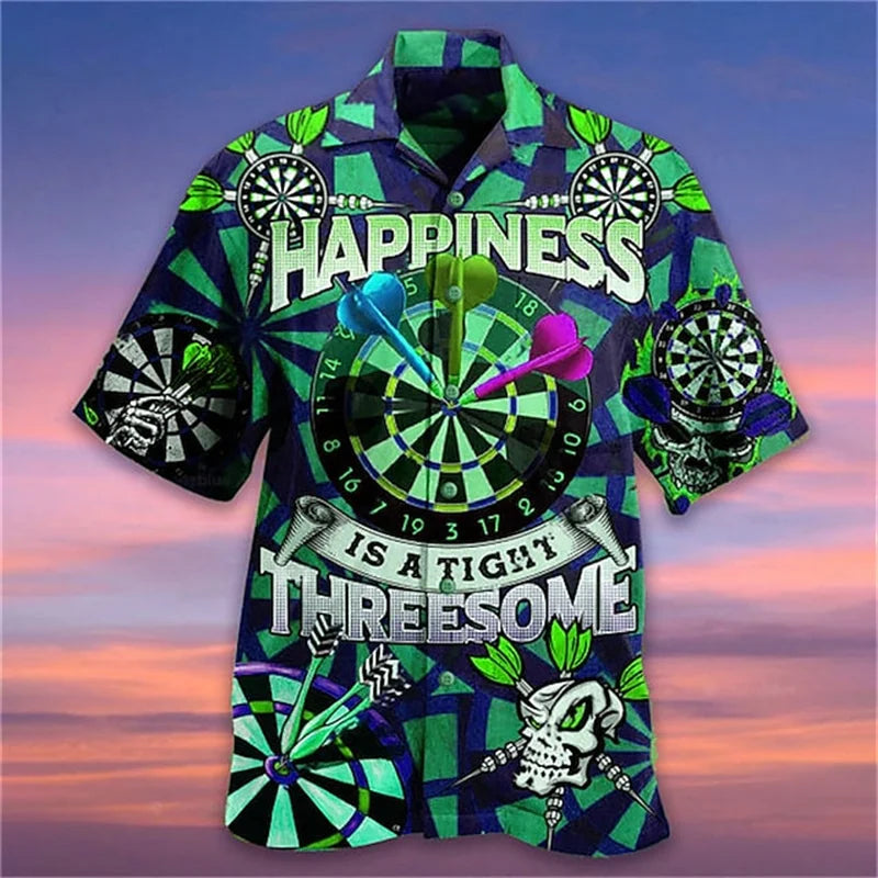 Men's Darts Printed Short Sleeved Shirt