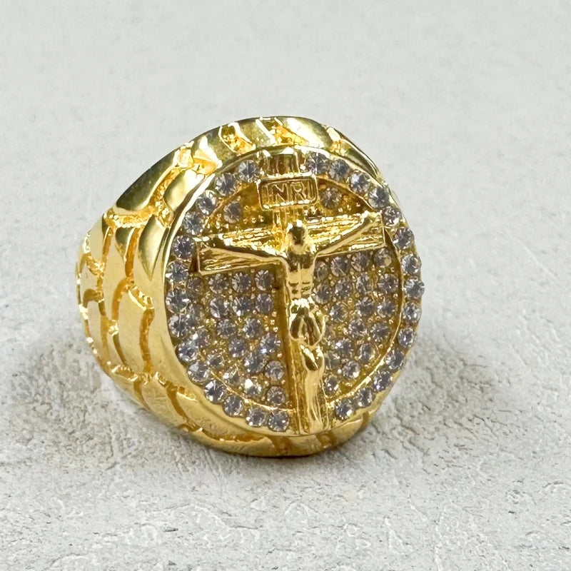 gold color 316L Stainless Steel JESUS Cross Ring