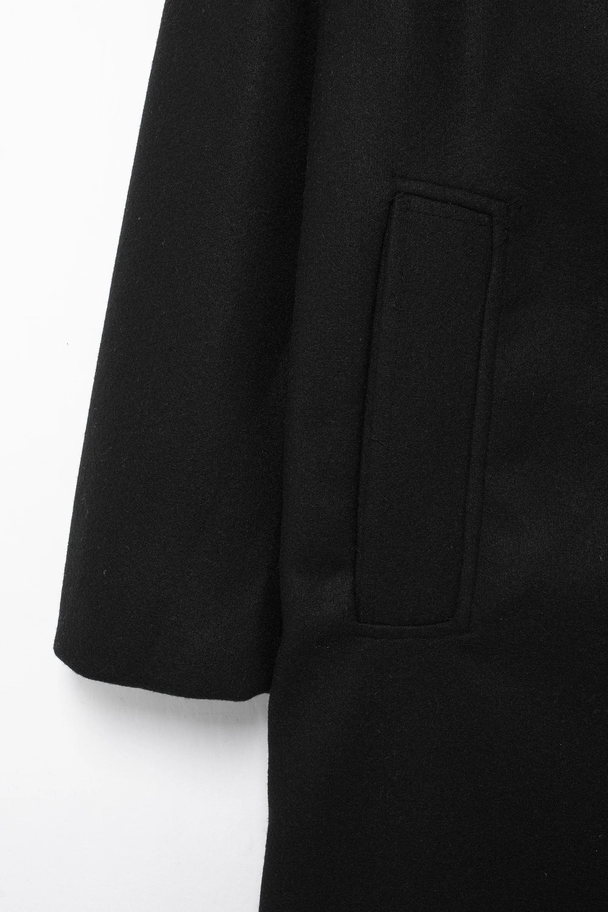 TRAFZA Solid Lapel Double Breasted Coat