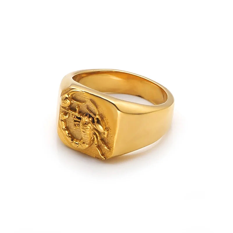 316L Stainless Steel Gold-color Scorpion pattern Ring