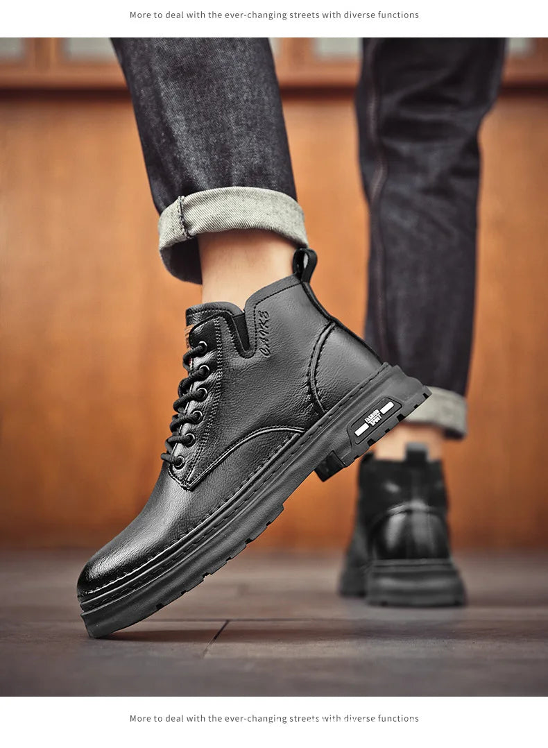 Ankle Boots Retro British High-top Boots