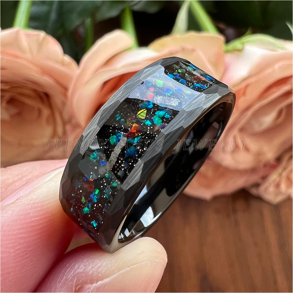 Trendybands Black Hammered Tungsten Ring