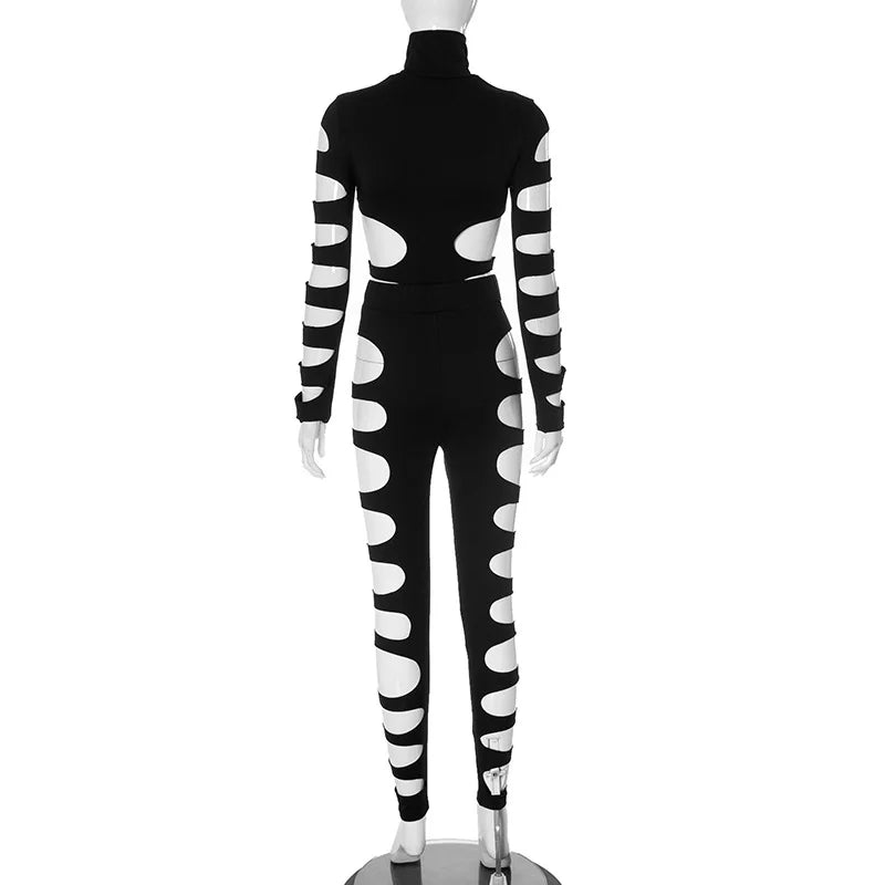 Shestyle Hollow Out Black  2 Pieces Sets