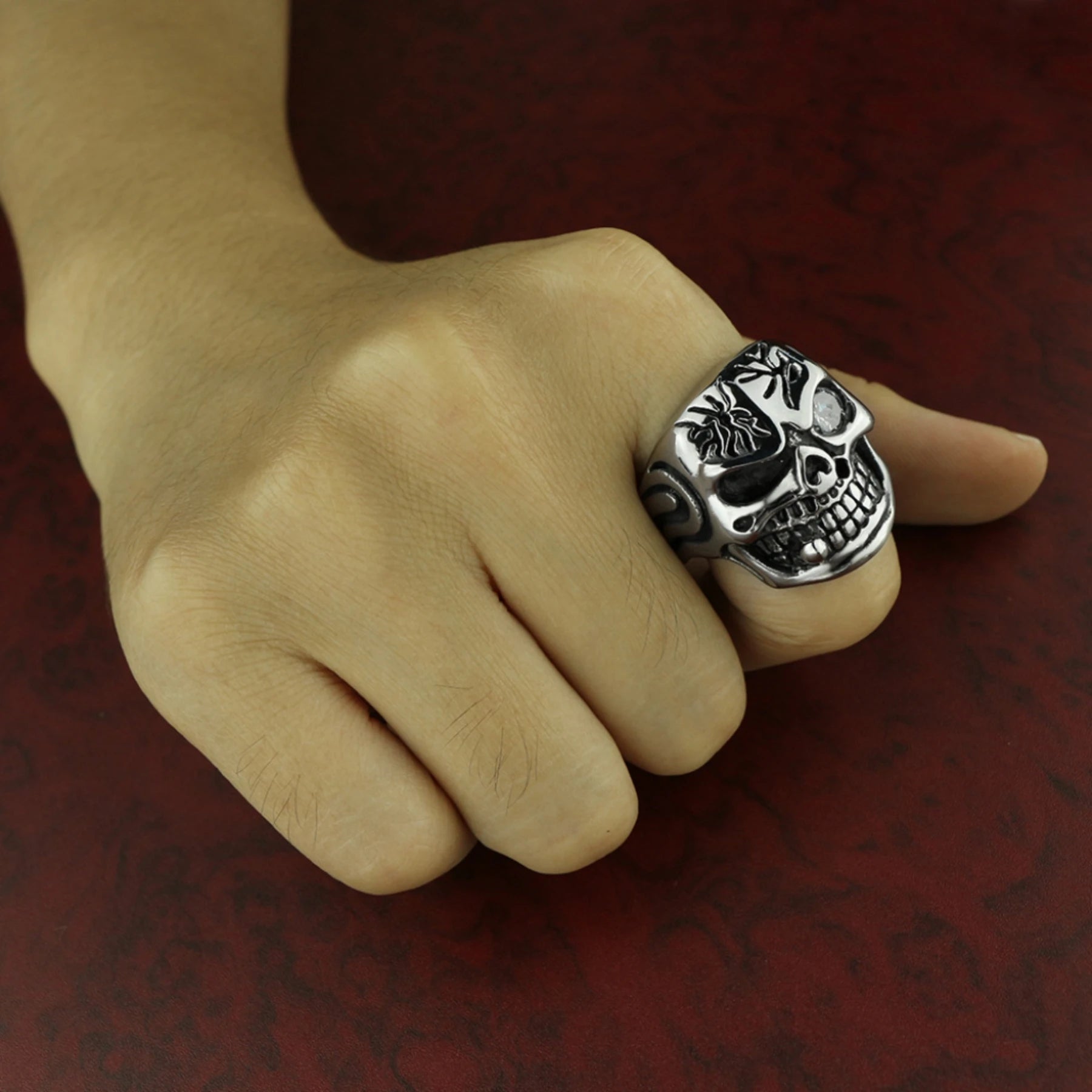 stainless steel skull ring