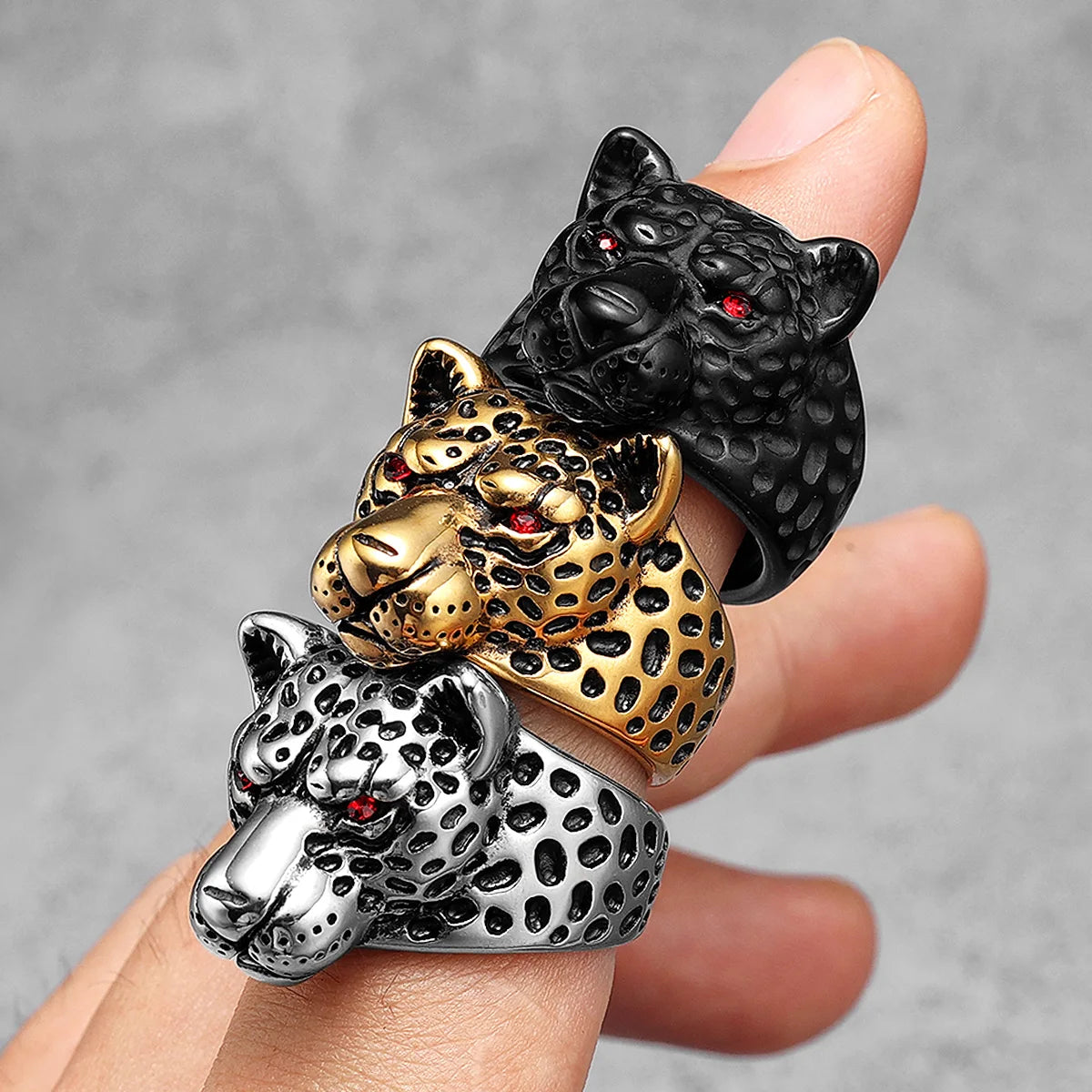 Stainless Steel Jaguar Leopard Animal ring