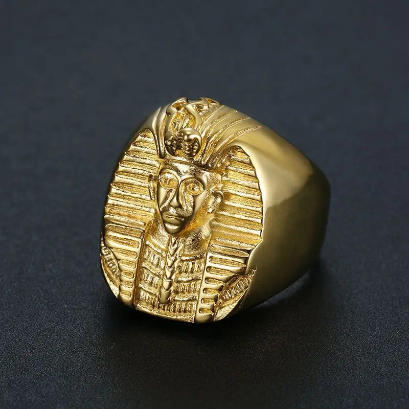 316L Stainless Steel Gold Color Big Egyptian Pharaoh Rings