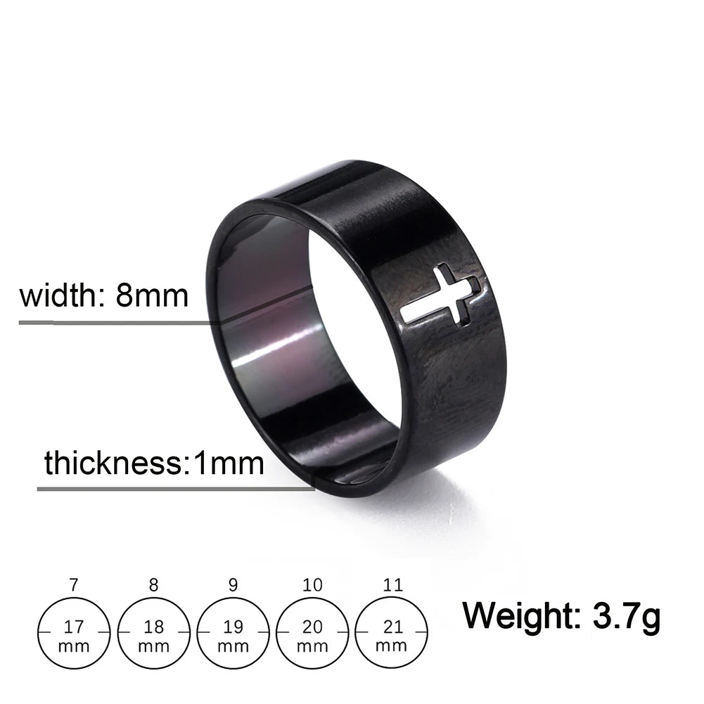 18k gold plating COOLTIME Gothic Cross Rings /  Stainless Steel Silver Color