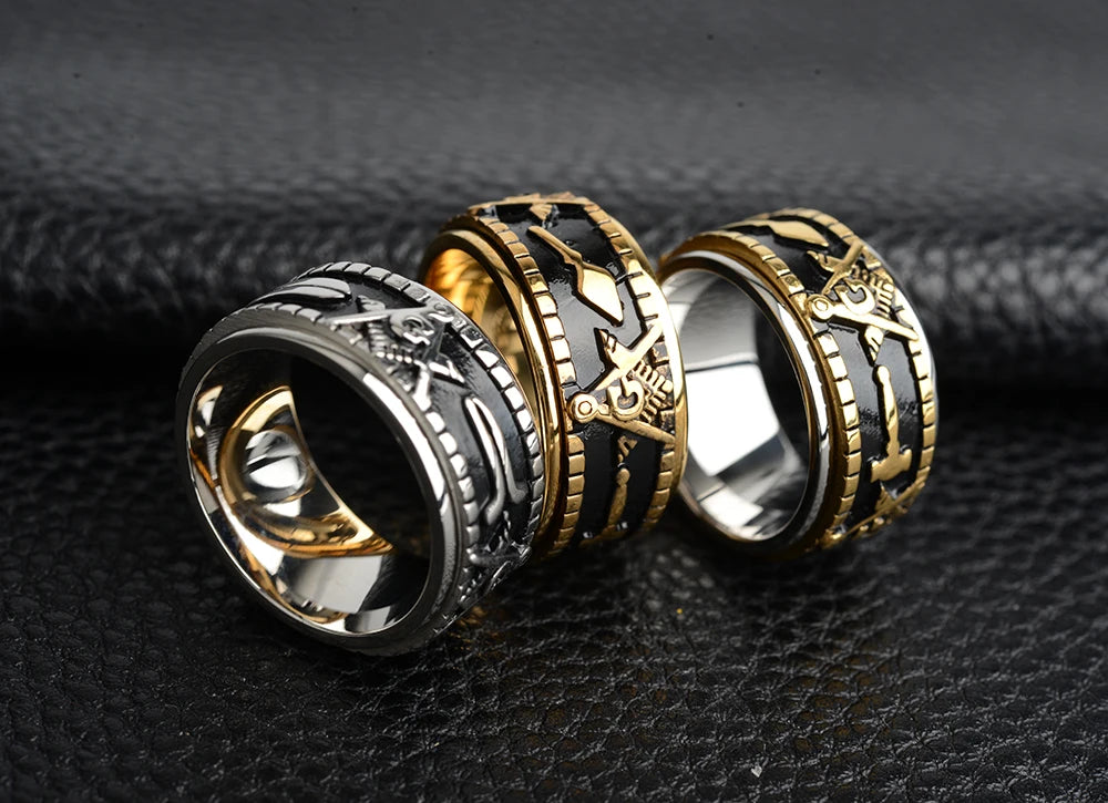 Rotatable Stainless Steel Masonic Rings