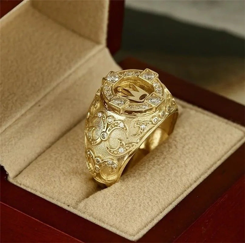 Zircon Crown Classic Gold Color Rings