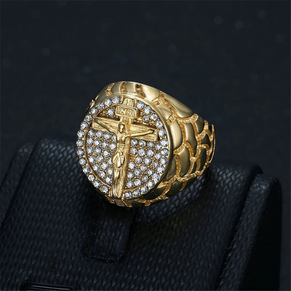 18k Gold Plated Jesus Cross Ring