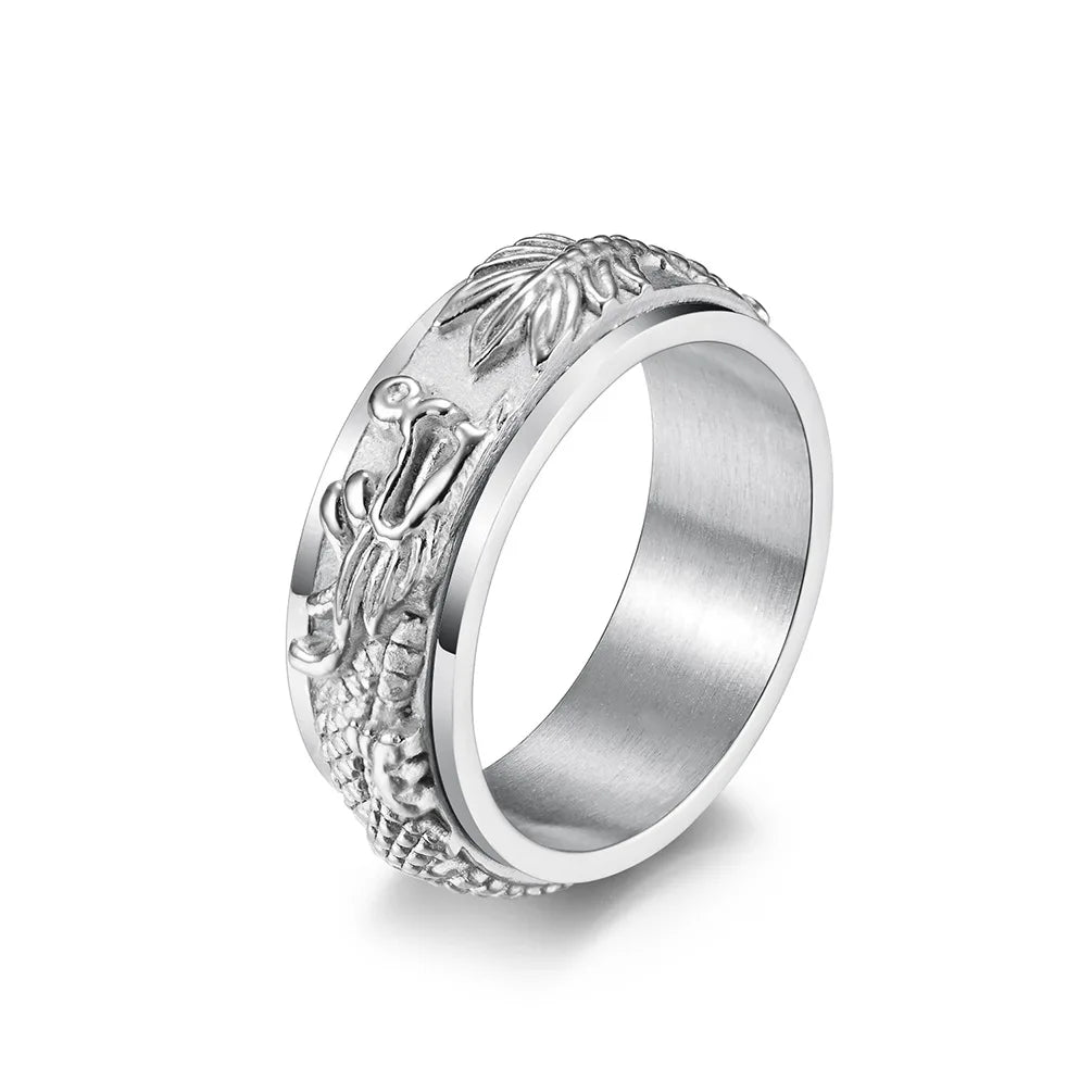 Stainless Steel / spinner dragon 18k gold plated ring