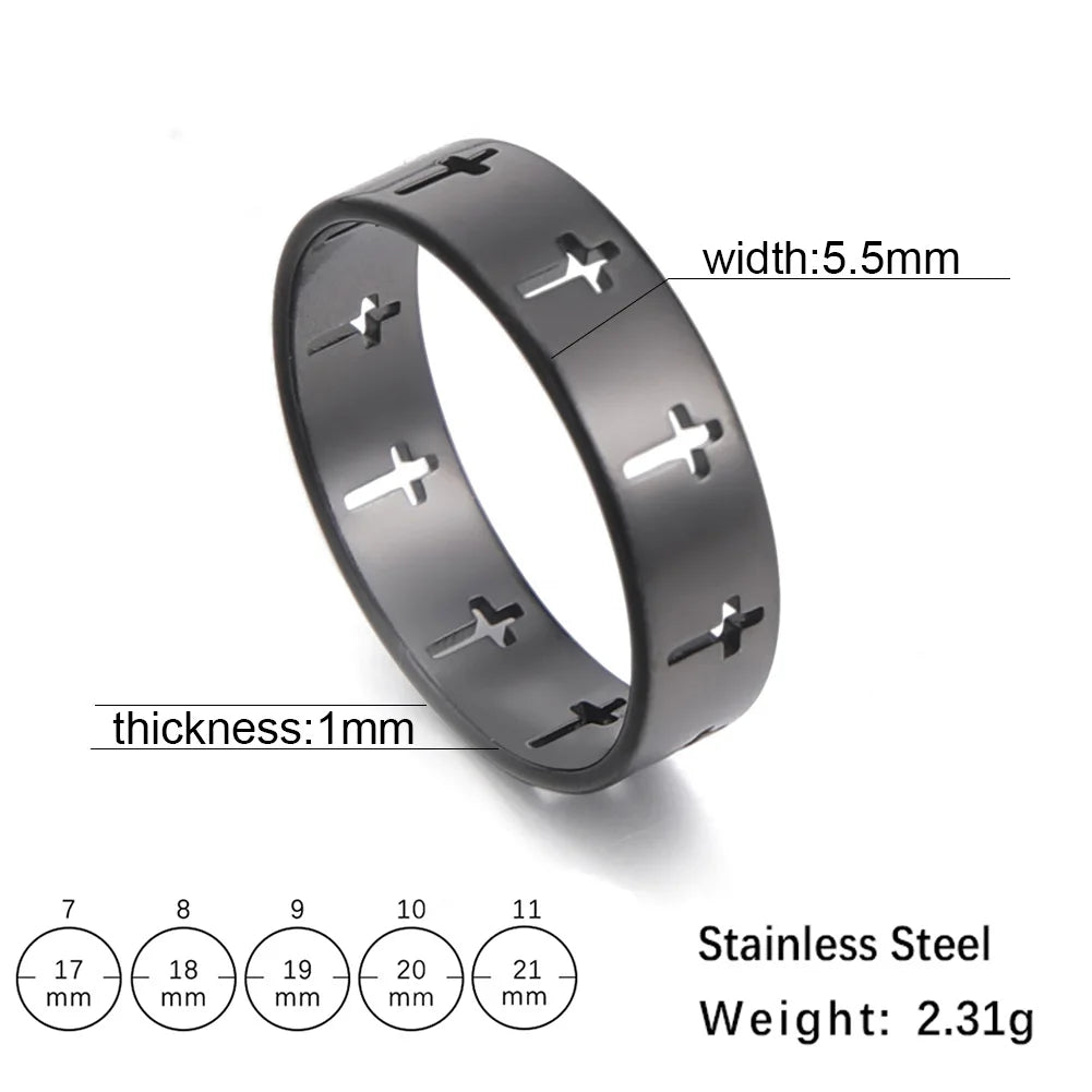 18k gold plating COOLTIME Gothic Cross Rings /  Stainless Steel Silver Color
