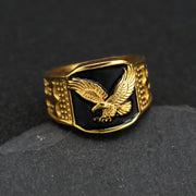Domineering gold color stainless steel Eagle Ring