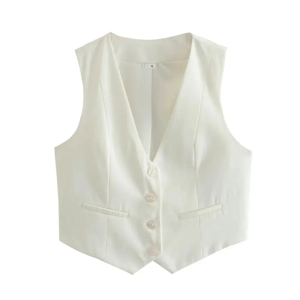 Black / White Cropped Vest Top