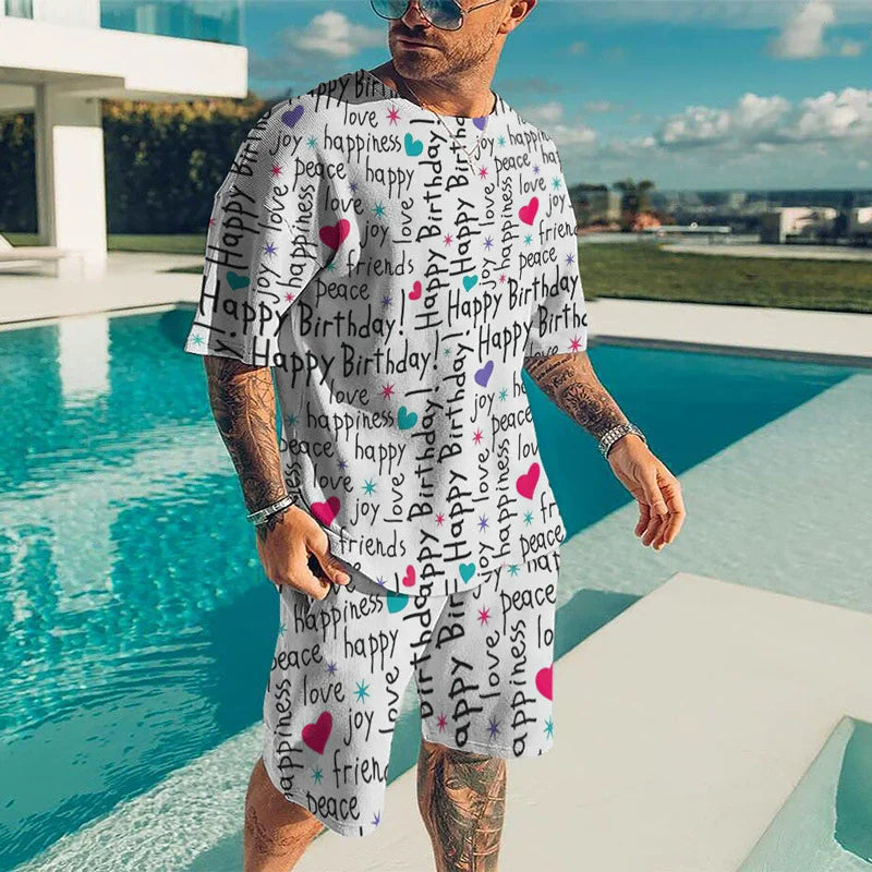 Graffiti Suit  3d Print T-Shirt And Shorts