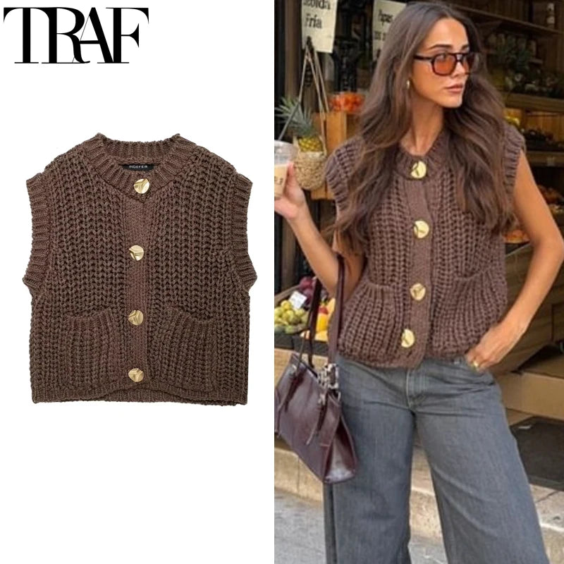 TRAF Brown Sweater