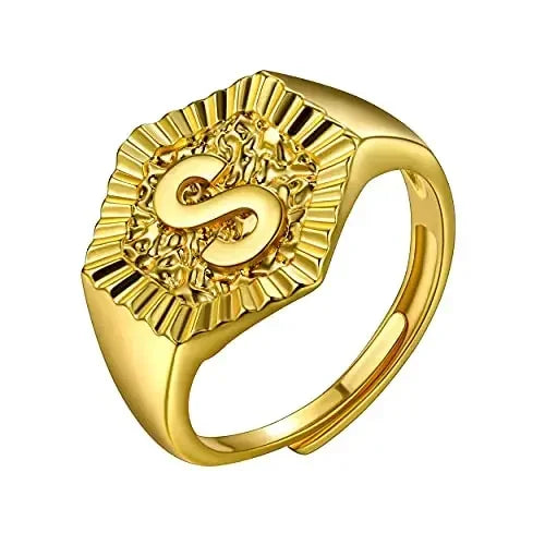 18k gold plated U7 Hexagon Surface Rings