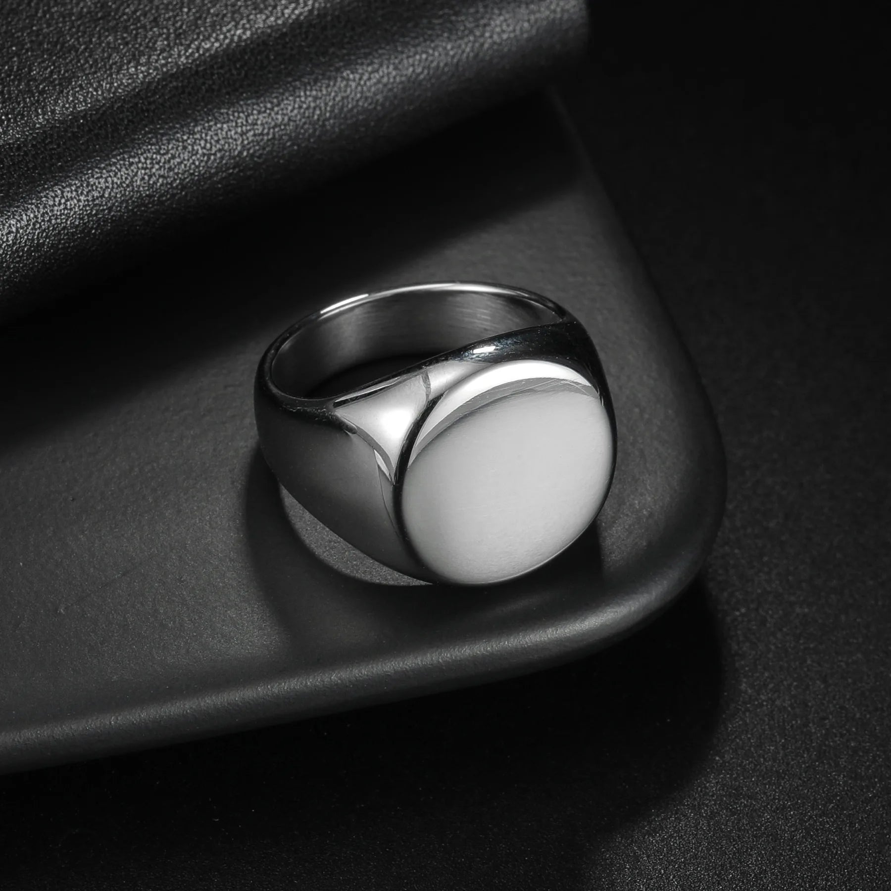 316L Stainless Steel Round Signet Ring