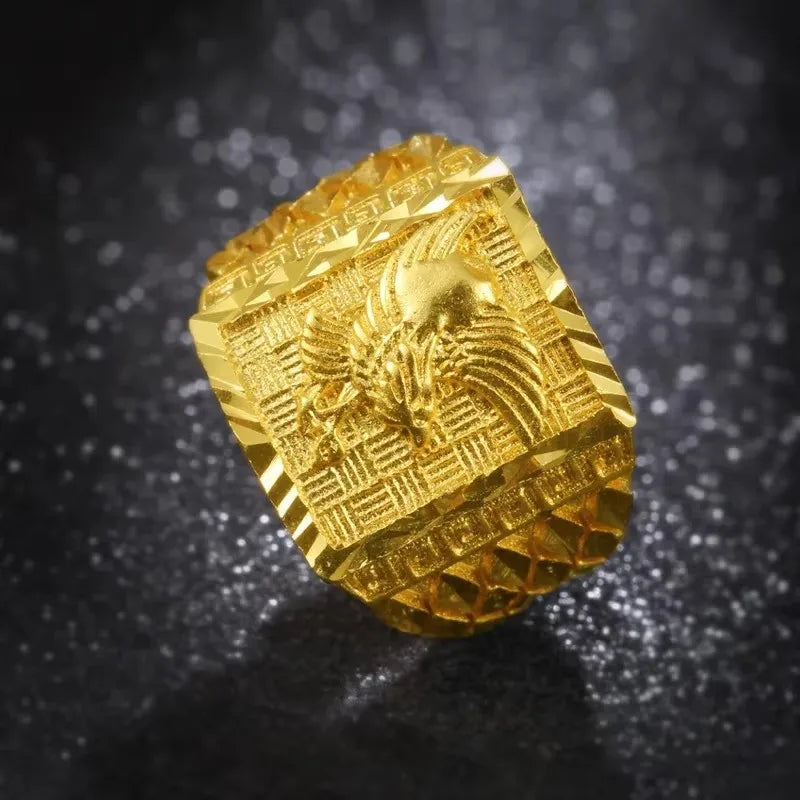 18CT Gold Plated Engraving Dragon Rings