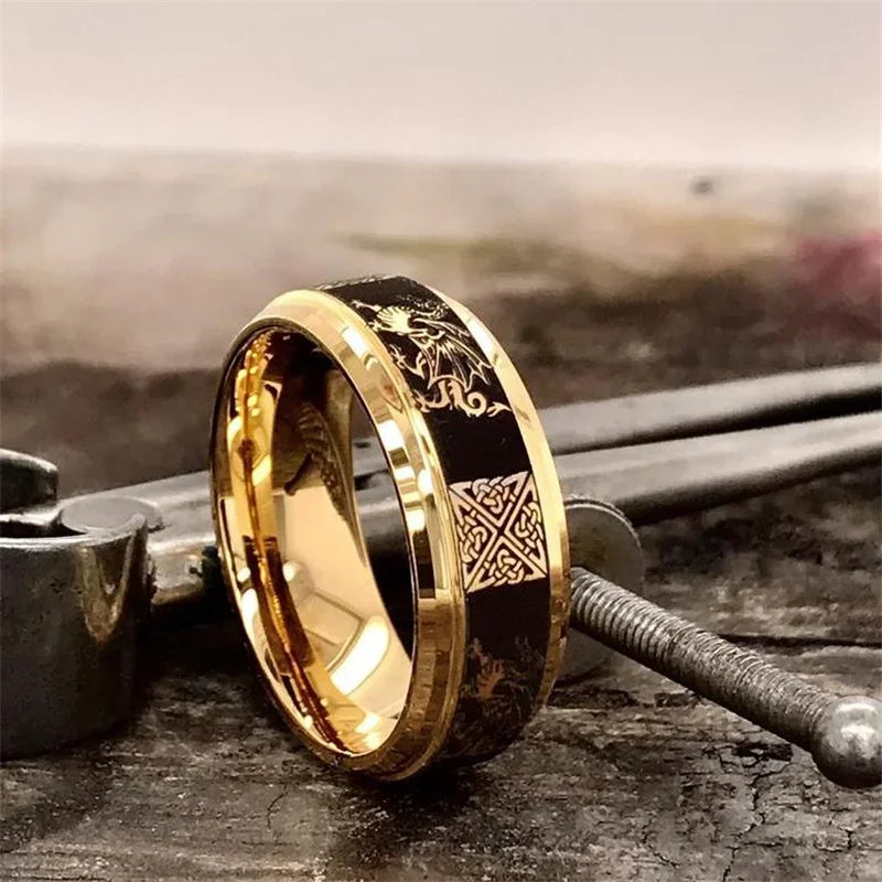 Gold Color Dragon Pattern Ring