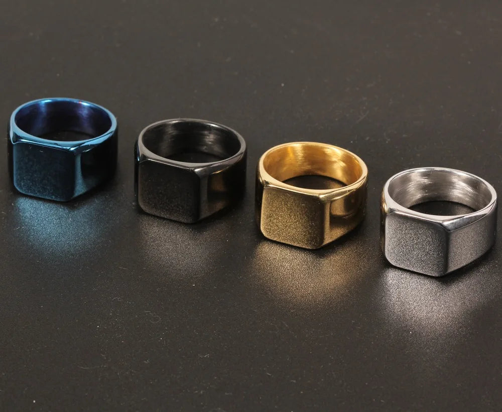 Stainless Steel Simple Style Square Ring