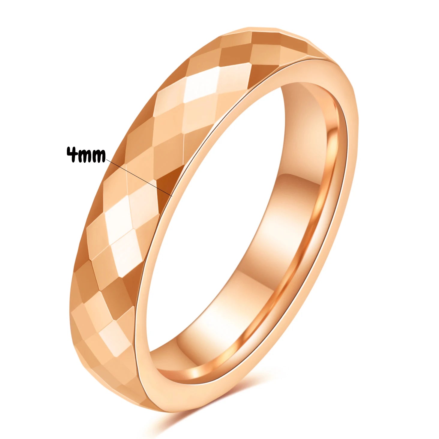 Faceted Edge Dome Polished Tungsten Carbide Wedding Rings