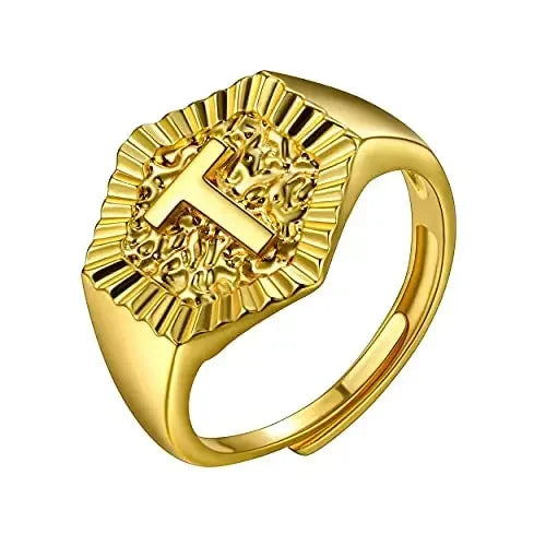 18k gold plated U7 Hexagon Surface Rings
