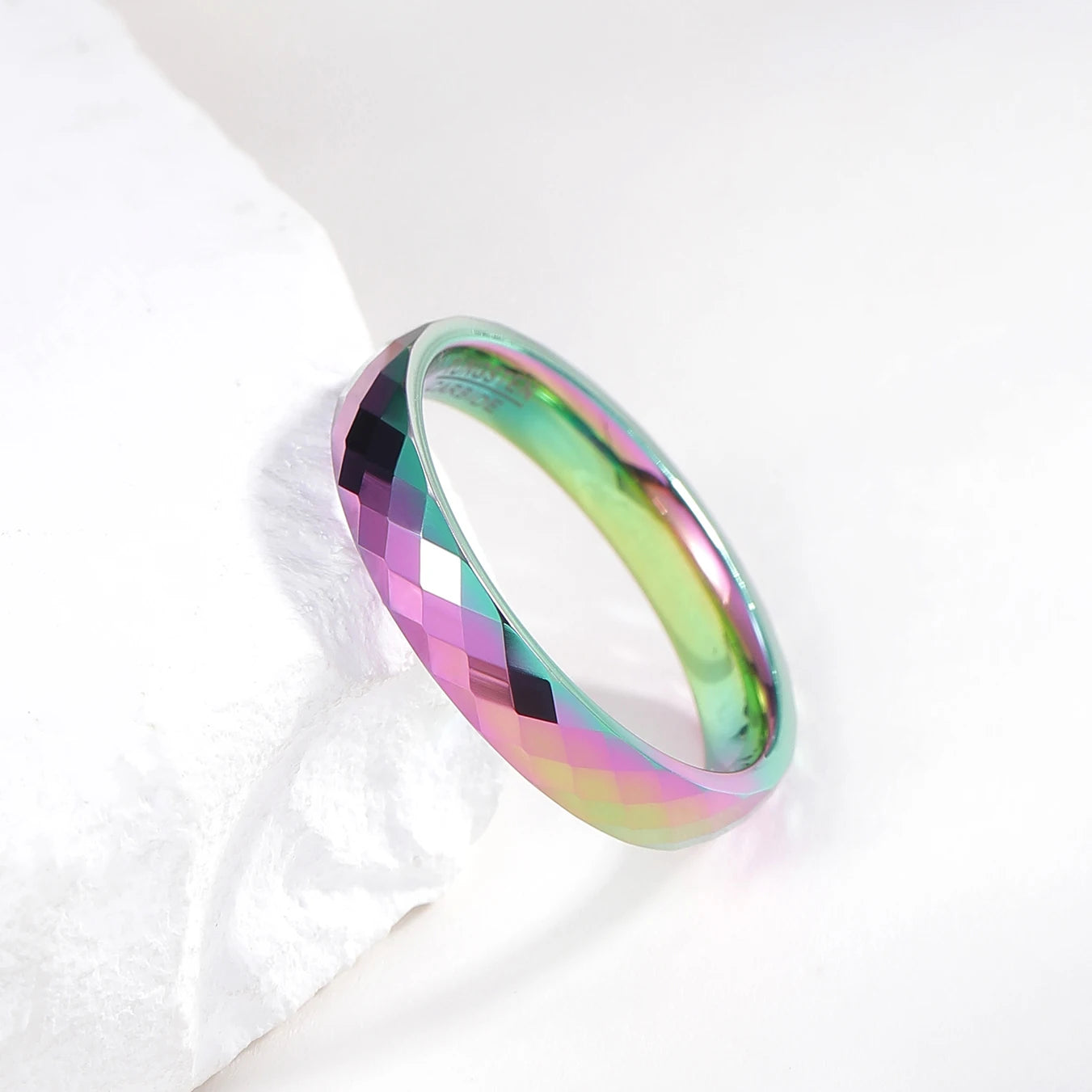Faceted Edge Dome Polished Tungsten Carbide Wedding Rings
