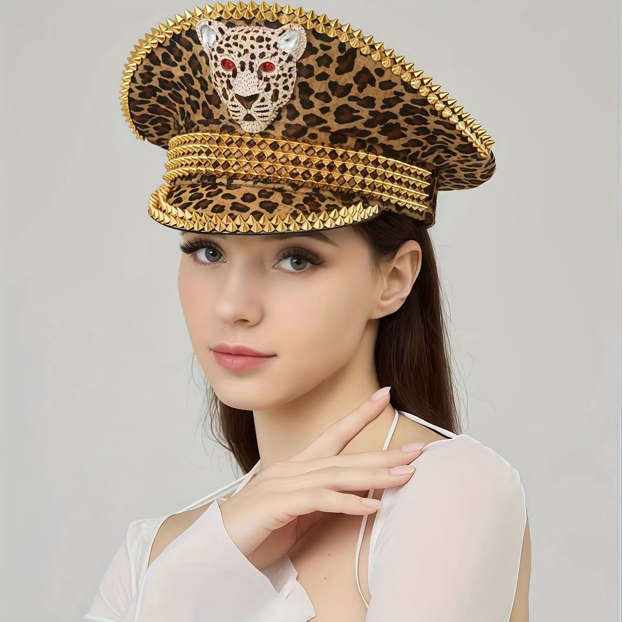 Leopard Print Captain Hat
