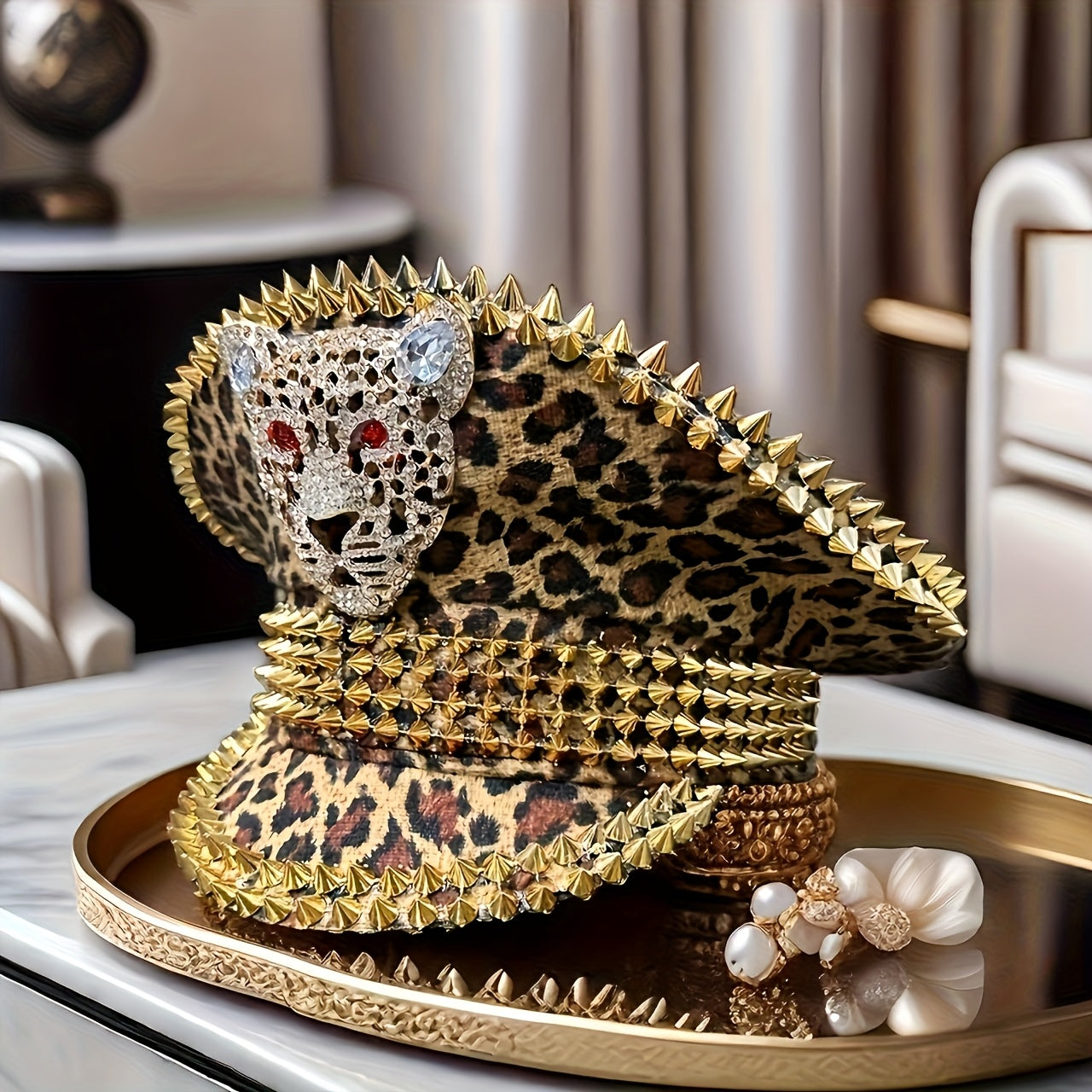 Leopard Print Captain Hat