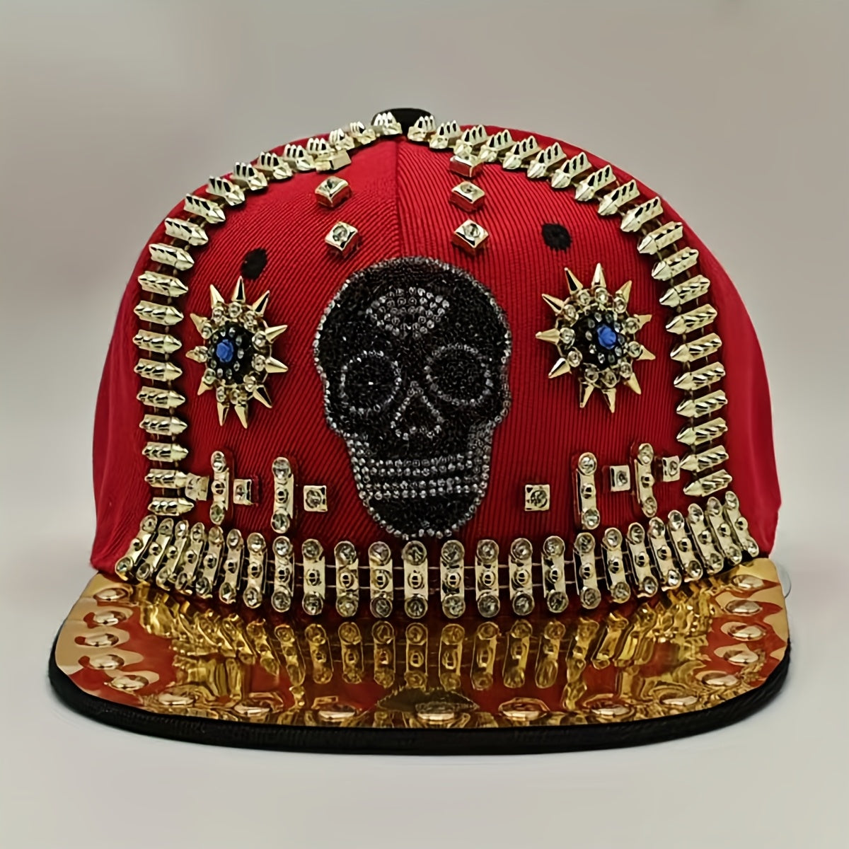 Shiny Rhinestone Skull Baseball Cap