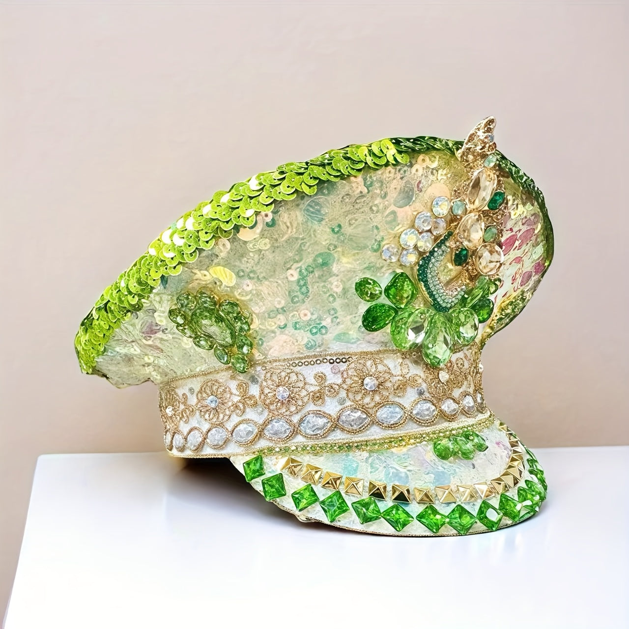 Festive Rhinestone Captain'S Hat