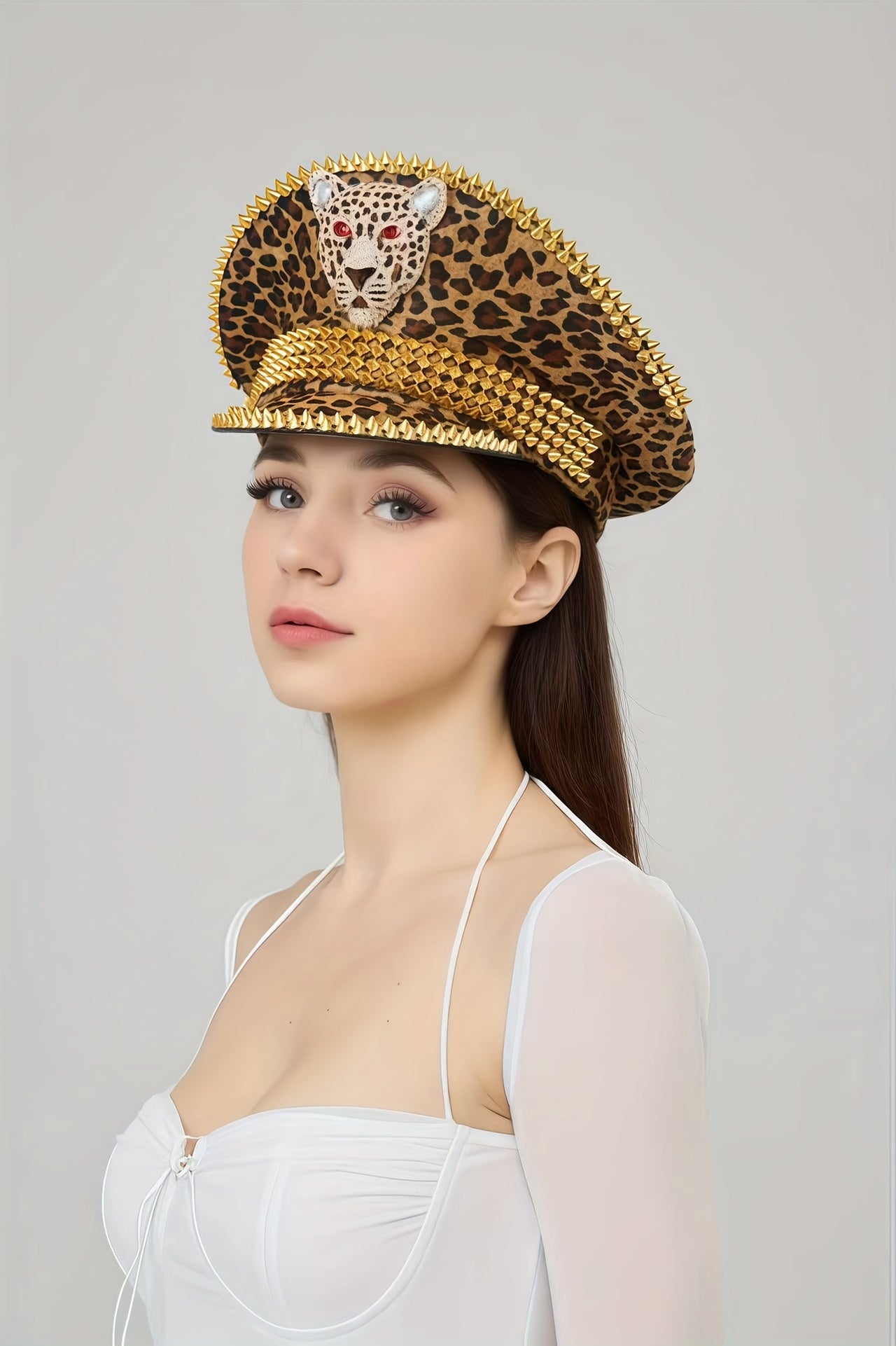 Leopard Print Captain Hat