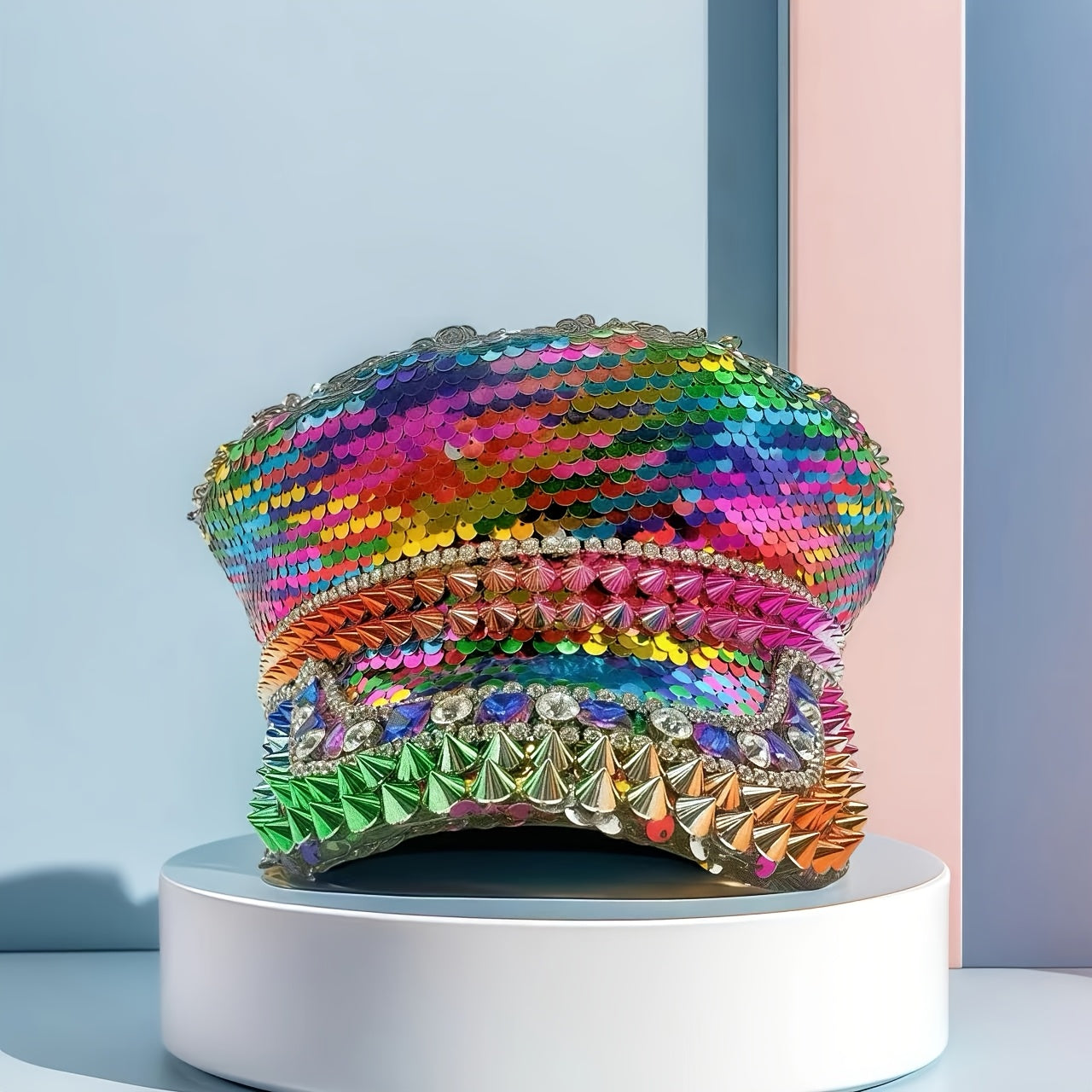 HONGLUAN Steampunk Rhinestone Captain Hat