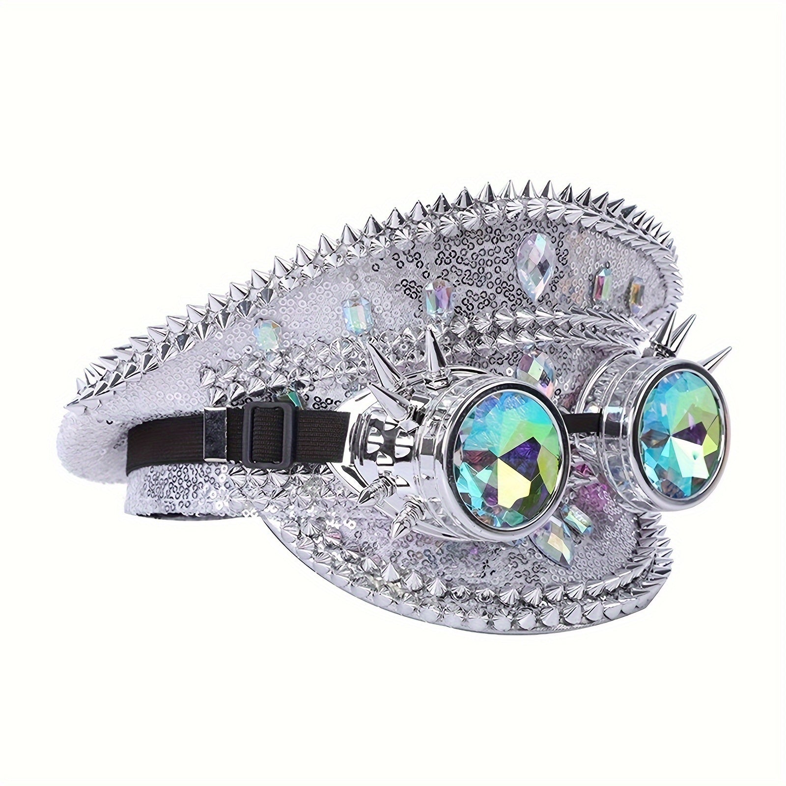 Shiny Steampunk Hat With Rivets, Goggles