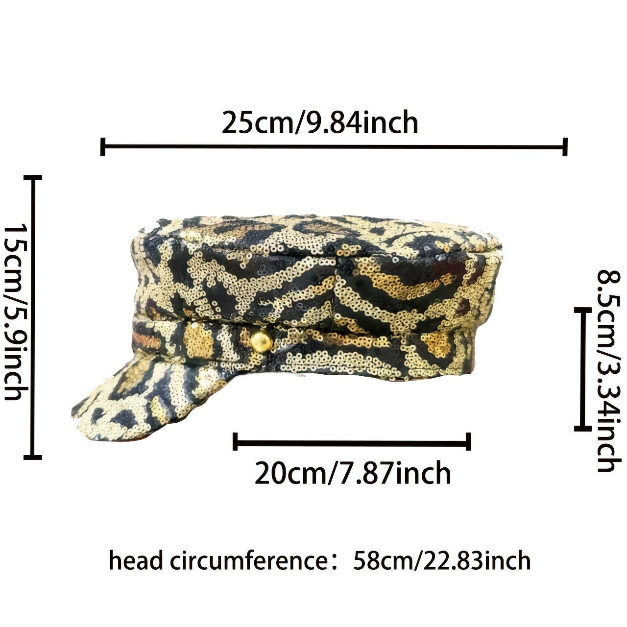 Leopard Print Sequin-Embellished Beret Hat