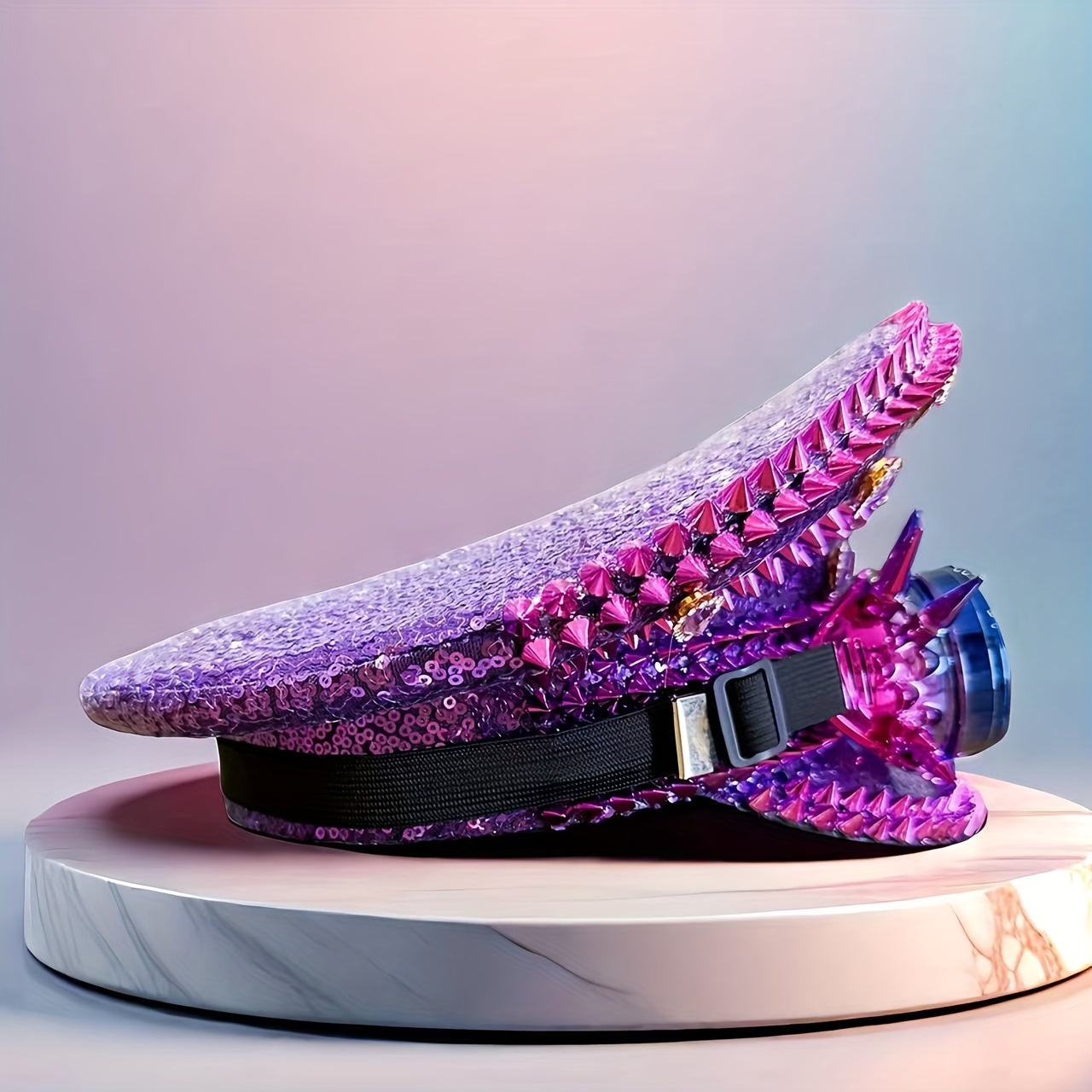 Purple Steampunk-Style Decorative hat & Goggles