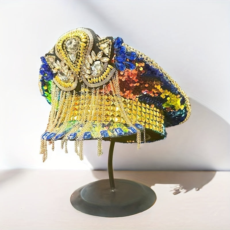 Sparkly Rhinestone Military Captain Hat