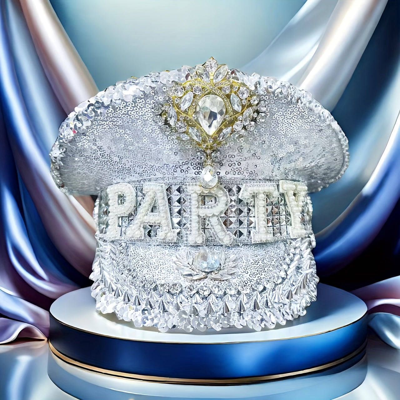 Silvery Sequin Festival Captain's Hat